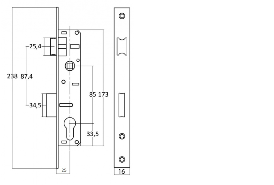картинка Замок врезной VETTORE 153Р-25 CP (хром) от магазина Евродом