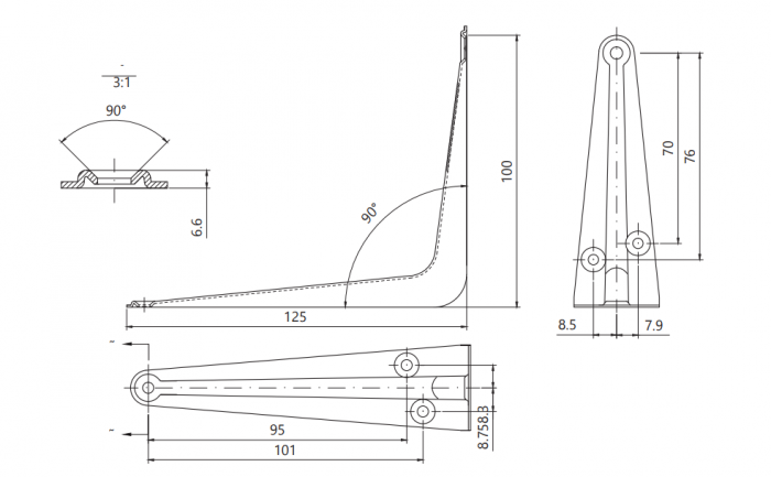 картинка Кронштейн Apecs-1-125*100 белый от магазина Евродом