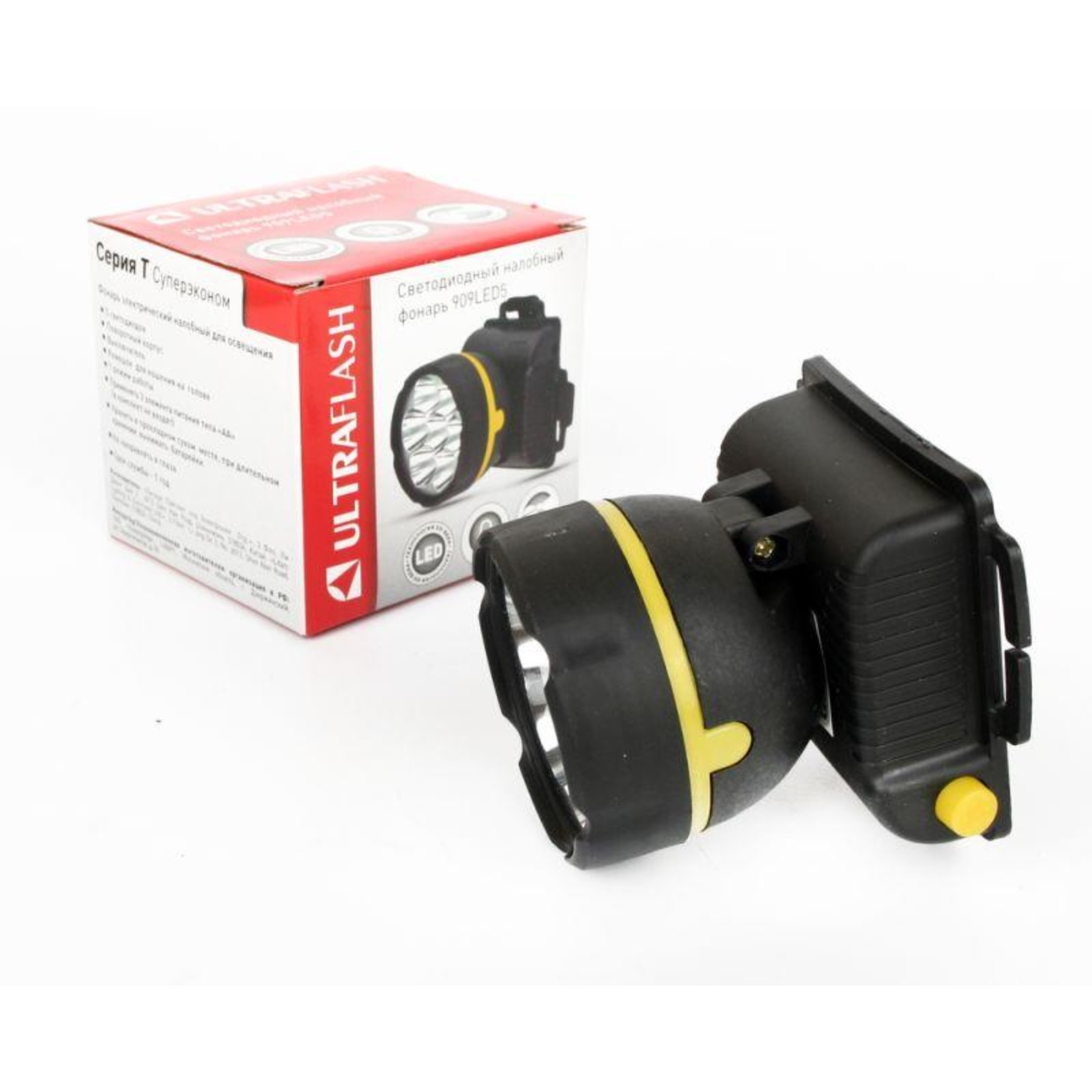 картинка Фонарь налобный ULTRAFLASH (11781) 909LED5 черный от магазина Евродом