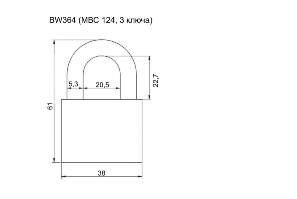 картинка Замок навесной VETTORE BW364 (MBC 124) от магазина Евродом