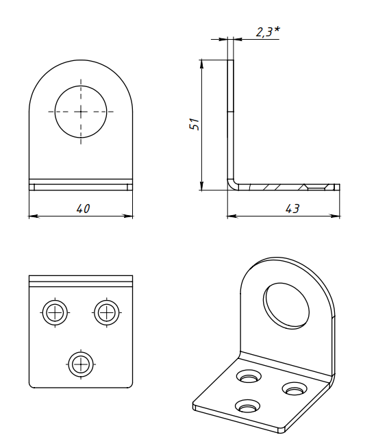 картинка Проушина УФ40*90 гнутая (без покрытия) от магазина Евродом