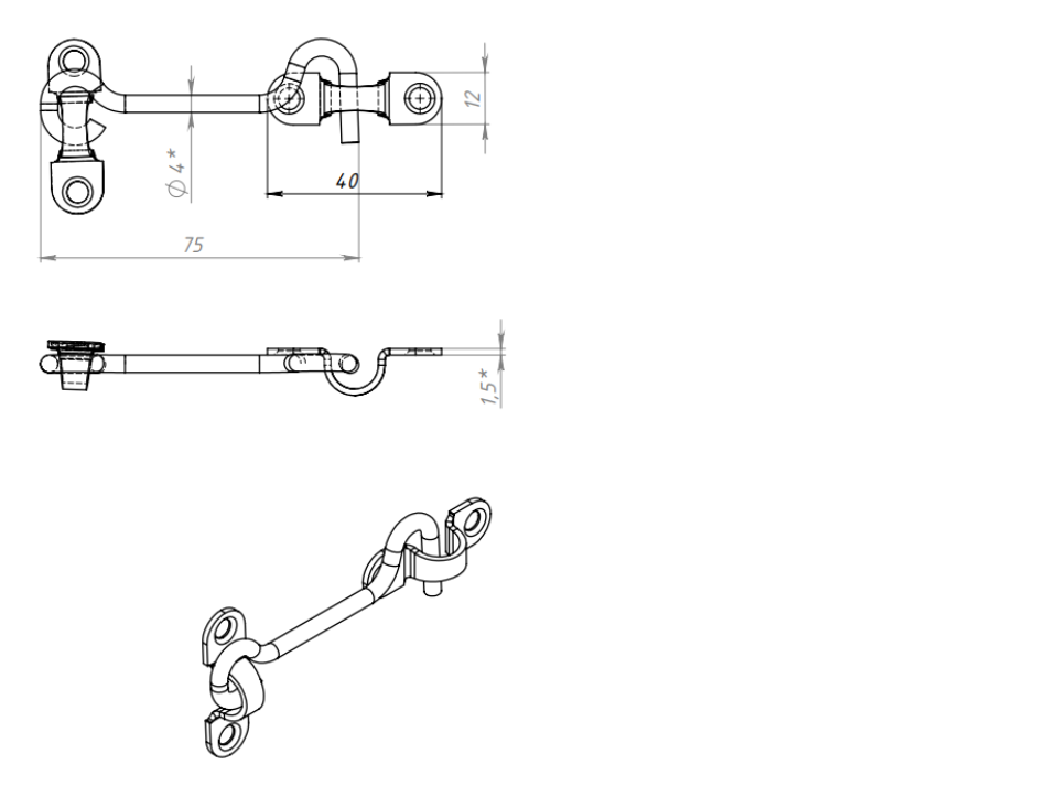 картинка Крючок ветровой КР-75 цинк (200) г. Кунгур от магазина Евродом