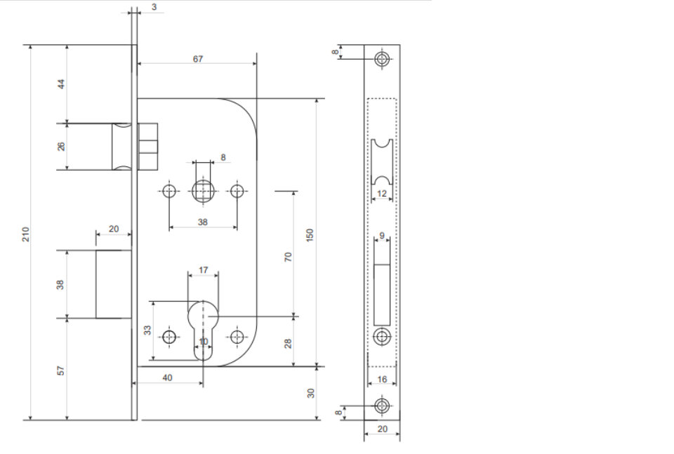картинка Замок врезной Avers 1223/60-AB от магазина Евродом