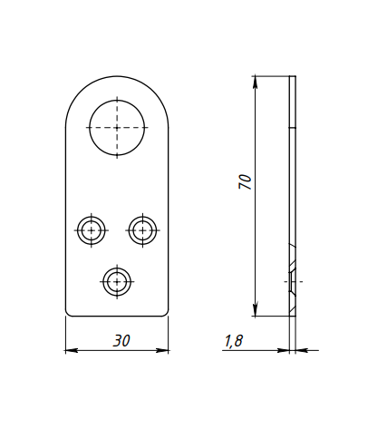 картинка Ушко прямое 70х30х15 (2664) Рыбинск оксид от магазина Евродом