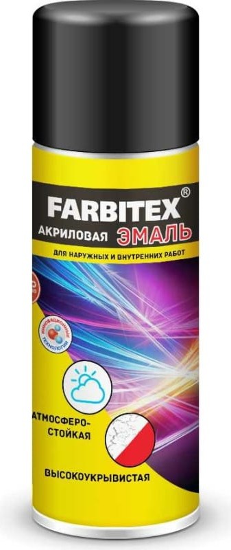 картинка Краска аэрозоль акрил. FARBITEX №9004 Сигнальный черный 520 мл от магазина Евродом