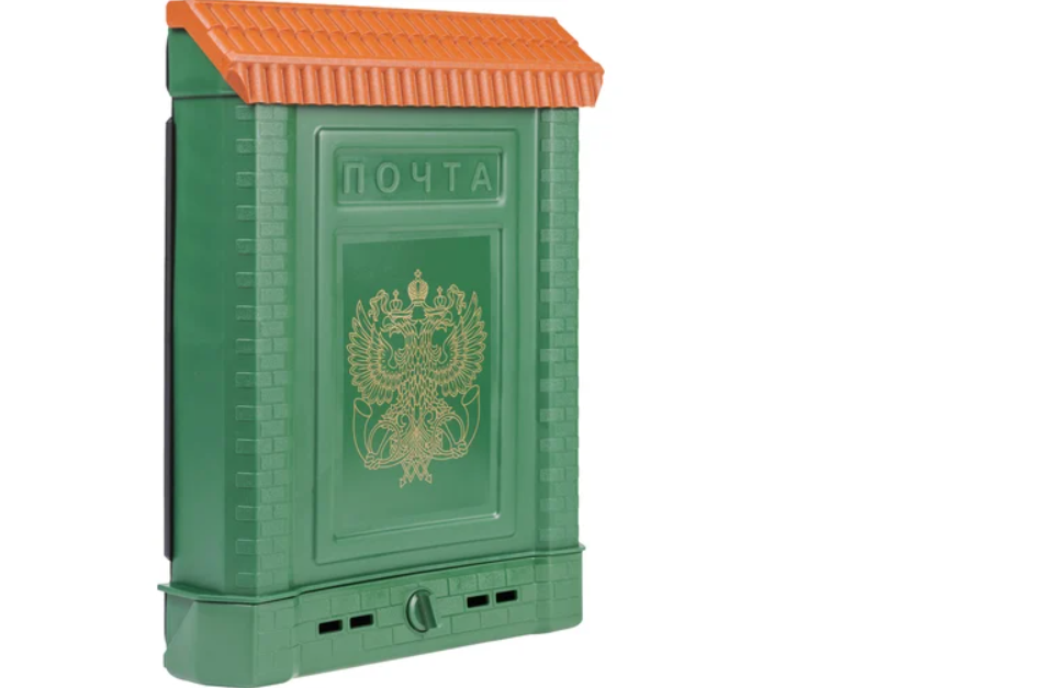картинка Ящик почтовый ПРЕМИУМ внешний с замком (зеленый, герб) от магазина Евродом