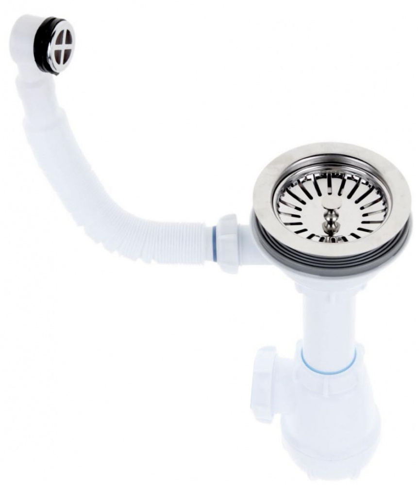 картинка Сифон 31/2" с круглым переливом двойной NOVA  от магазина Евродом