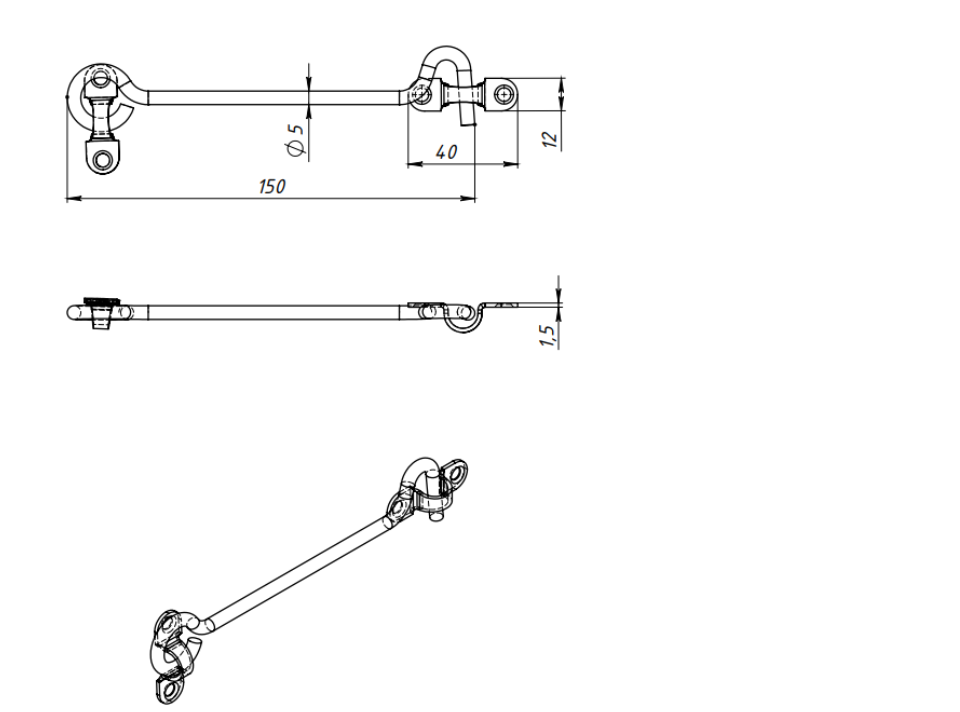 картинка Крючок ветровой КР-150 цинк от магазина Евродом