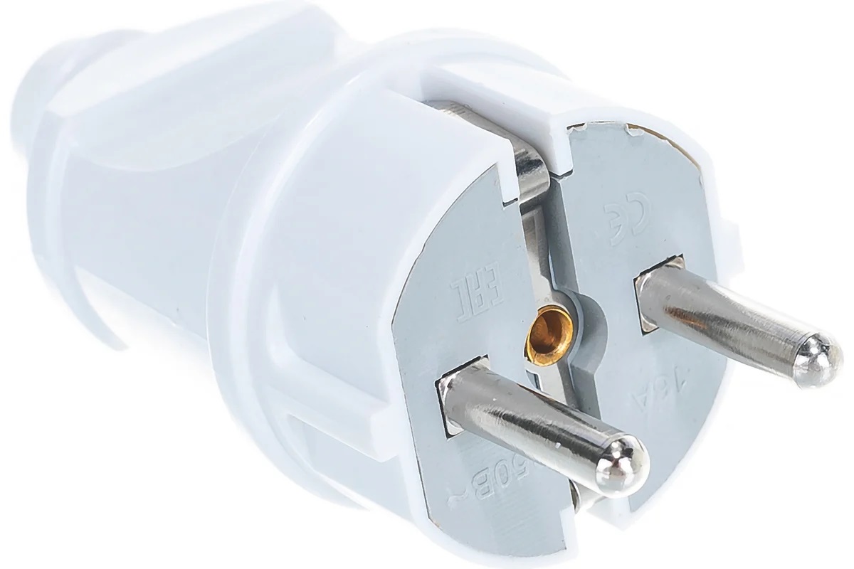 картинка Вилка прямая с/з белая 16А 250В UNIVersal  от магазина Евродом