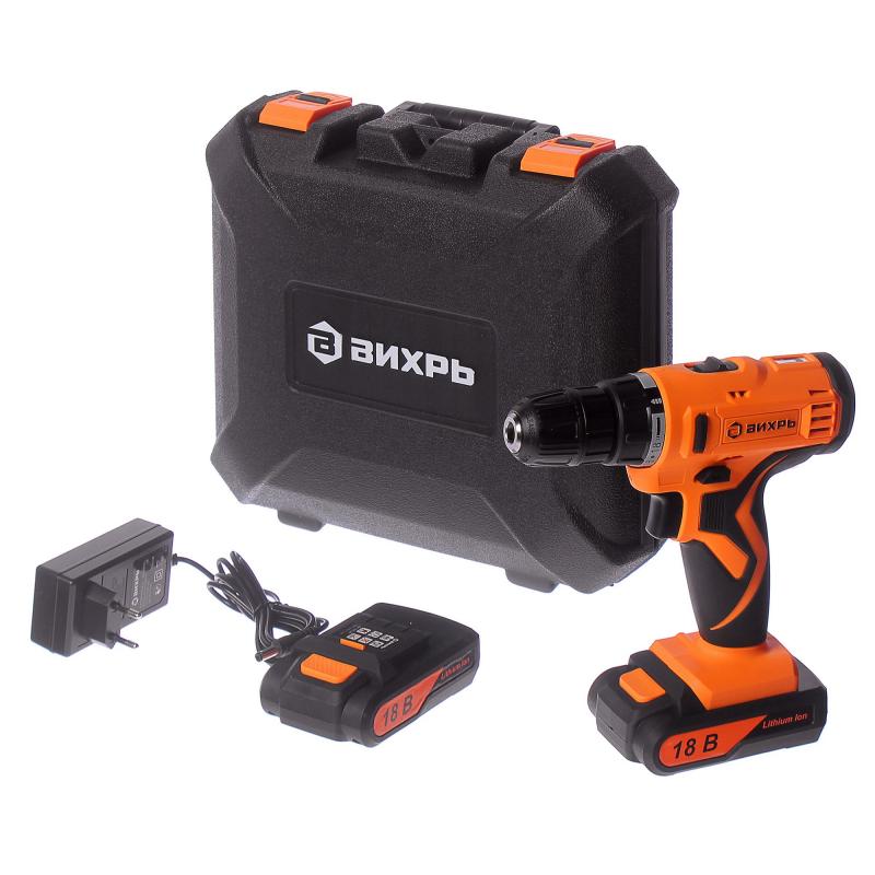 картинка Дрель-шуруповерт аккумуляторная ДА-18Л-2К Вихрь от магазина Евродом