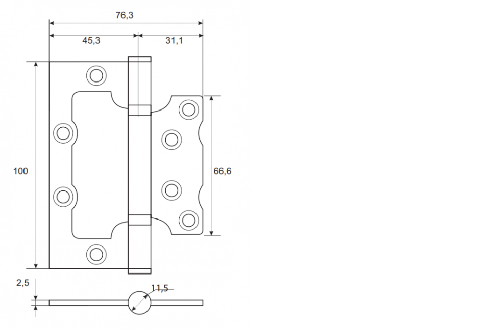 картинка Петля накладная 100*75-В2-GM от магазина Евродом