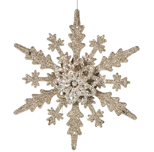 картинка Ёлочное украшение Снежинка, шампань, 16 см, пластик от магазина Евродом