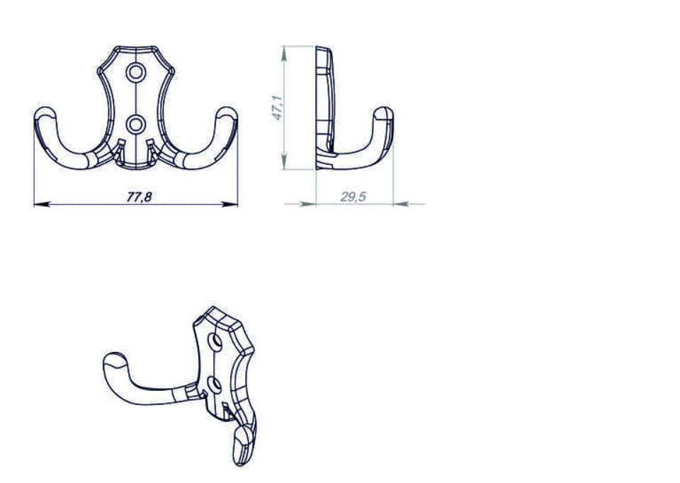 картинка Крючок 2-х рожковый средний мат. хром от магазина Евродом