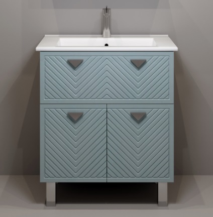 картинка Тумба Солтис 75 №2 индиго/кашемир + Умывальник Оскар 75 от магазина Евродом