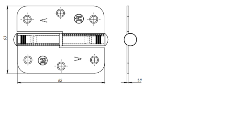 картинка Петля ПН-85 лев. ц. ж. (анод.) от магазина Евродом