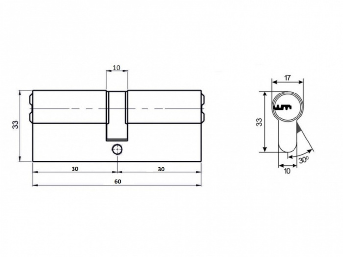 картинка Механизм цилиндровый VETTORE ZN М60 Z G (30*30) от магазина Евродом