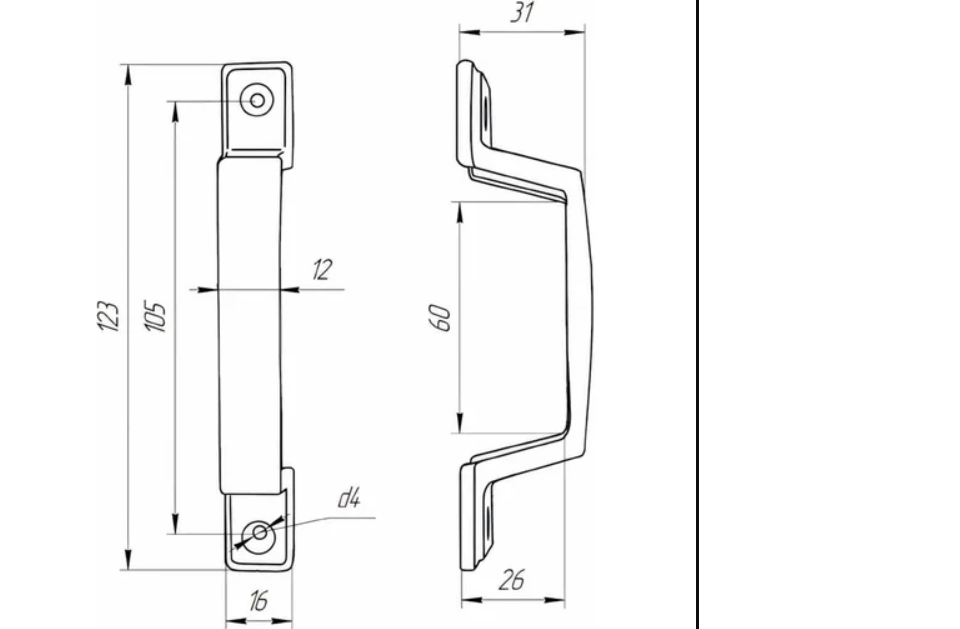 картинка Ручка-скоба оконная РС-60-С антик бронза от магазина Евродом