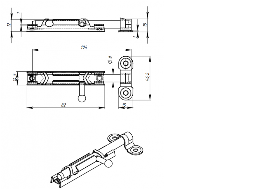 картинка Задвижка накладная ЗТ белая от магазина Евродом