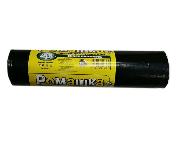 картинка Мешки для мусора 240л, 10шт, Ромашка суперпрочные от магазина Евродом