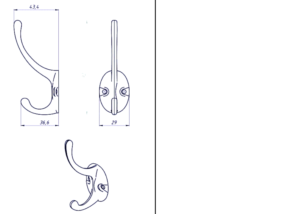 картинка Крючок одеж. бол. 2-х рож. хром (KL-52) от магазина Евродом