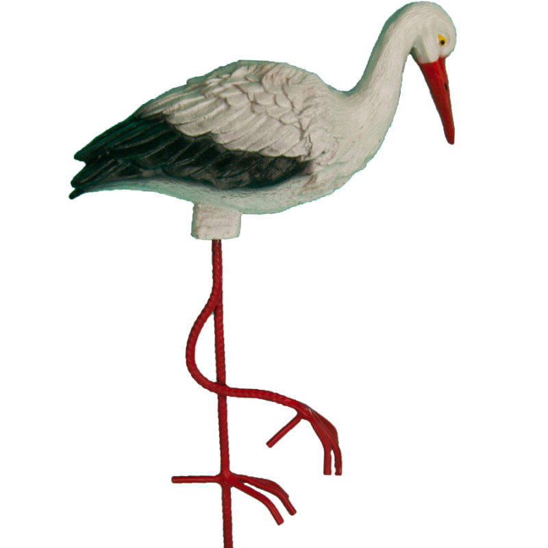 картинка Аист пластиковый на мет. ногах средний садовая фигура от магазина Евродом