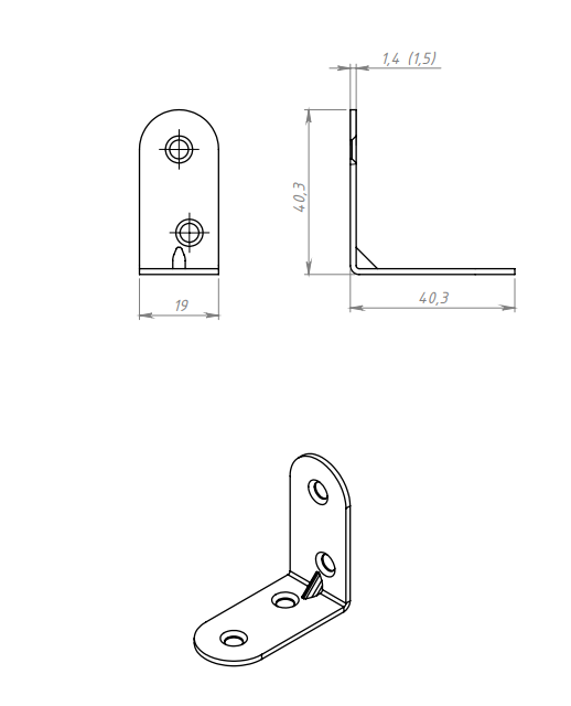 картинка Уголок кронштейн МК 40*40 цинк от магазина Евродом